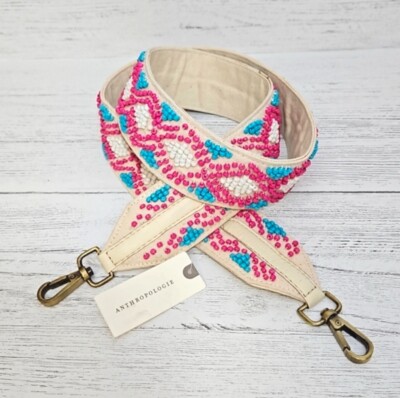 Anthropologie beaded geometric bag strap turquoise One size fits All