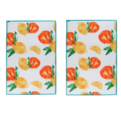 2-Pack Microfiber Dish Drying Mats Lemons & Oranges 12x18 FREE SHIPPING