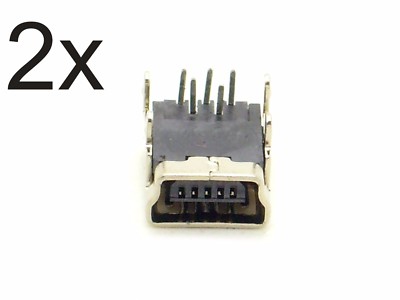 2x Mini USB Buchse 5 Pin Typ B 90° (Einbaubuchse,Ladebuchse,Navi,Tablet)RG1/5
