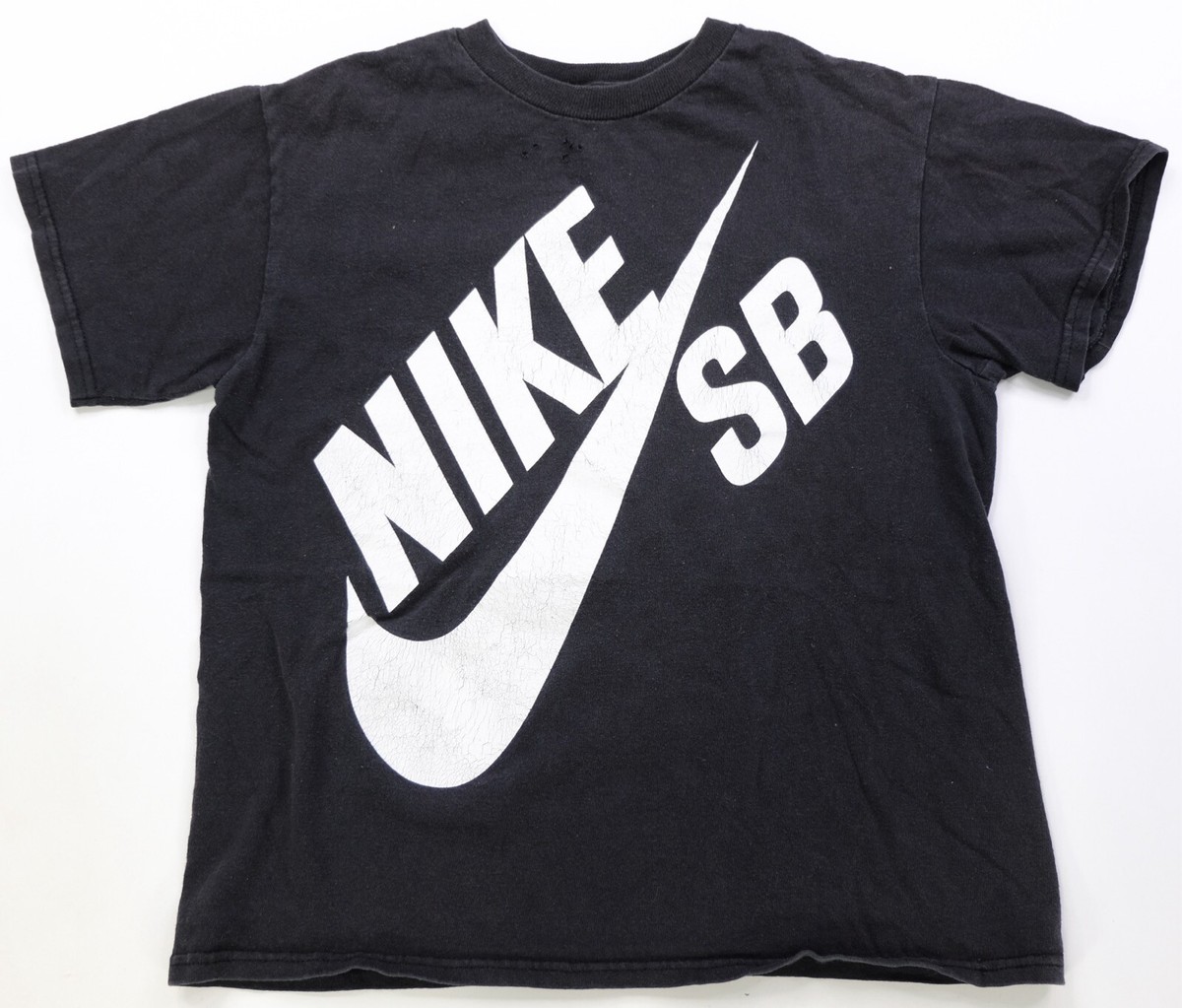 Rare VTG NIKE SB Big Swoosh Spell Out T Shirt 2010s Skateboarding Black  Youth M