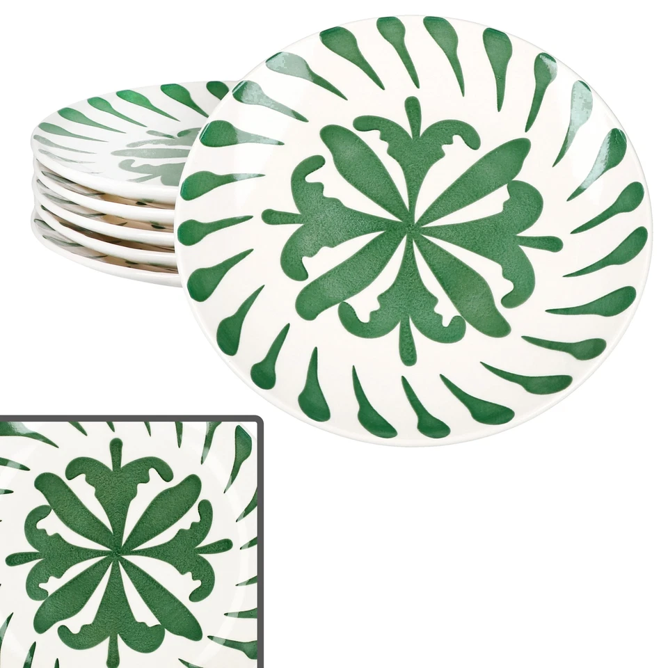 6x Wald grün Kuchenteller Steingut 6 Pers. Dessertteller Frühstück Weihnachten - Bild 2 von 4