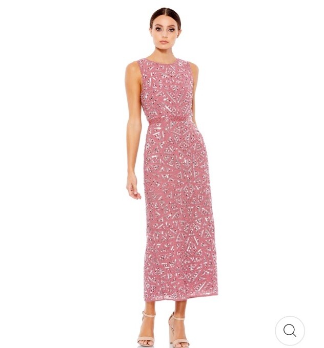 NWT Mac Duggal Geometric Patterned Sequin Dress in Rosewood