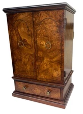 Vtg Ethan Allen Knob Creek Jewelry Box Chest Table Top Burl Wood Drawer Read