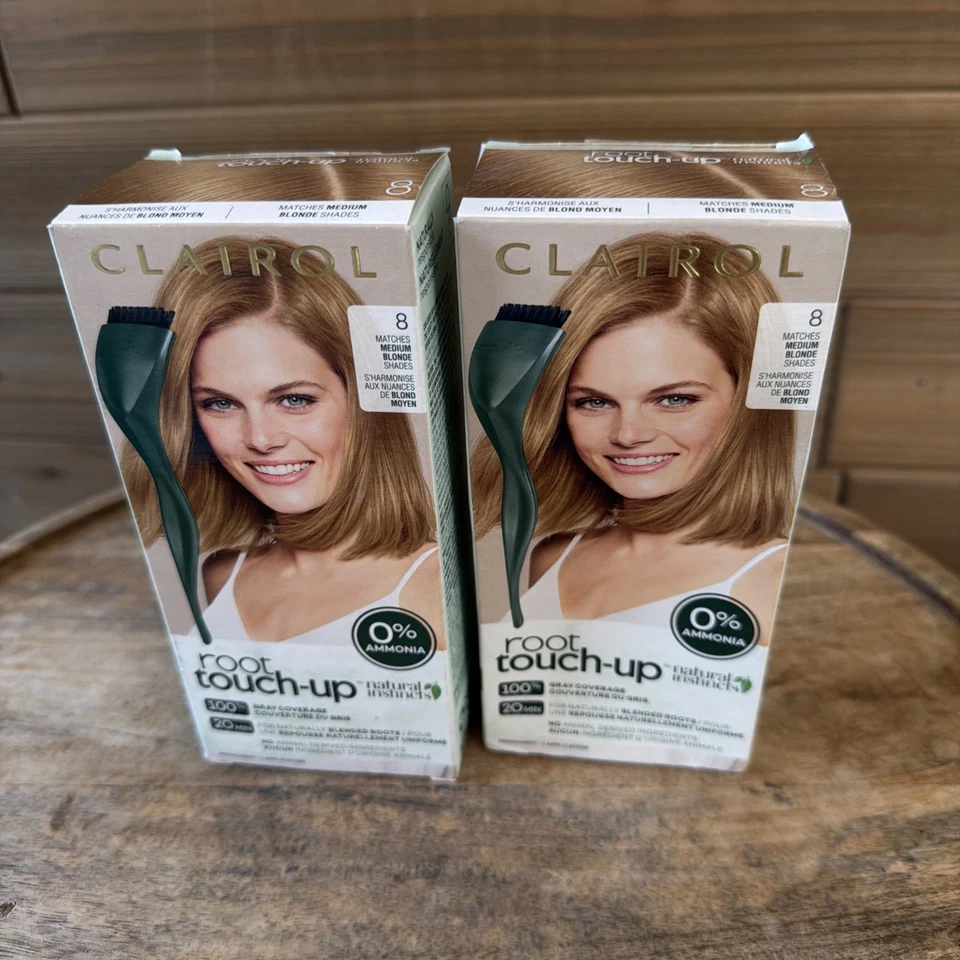 (2) Retoque raíz Clairol - 8 tonos rubios medios aplicación permanente Foto 3 de 4