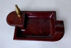 Vintage 1950's-60's Coca-Cola Wood Ashtray w/a Small Brass-Colored Bottle