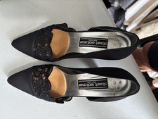 Vtg Stuart Weitzman Silk And Lace Heels 7.5 90s