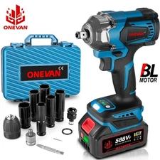 1200Nm Electric Cordless Impact Wrench 1/2" Impact Gun With 2 Battery &Charger 