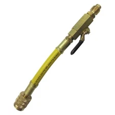 Mastercool 1/2" ACME x 1/2" ACME Yellow Straight Hose, Manual Shut-Off Valve