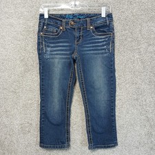 Ariya Jeans Jeans Girls 3/4 Blue Distressed Stretch Slim Straight Youth Denim