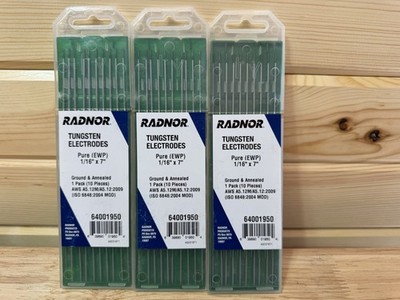 3 Packs of Radnor Pure Tungsten Electrodes 1/16 in x 7 in 10-Pack