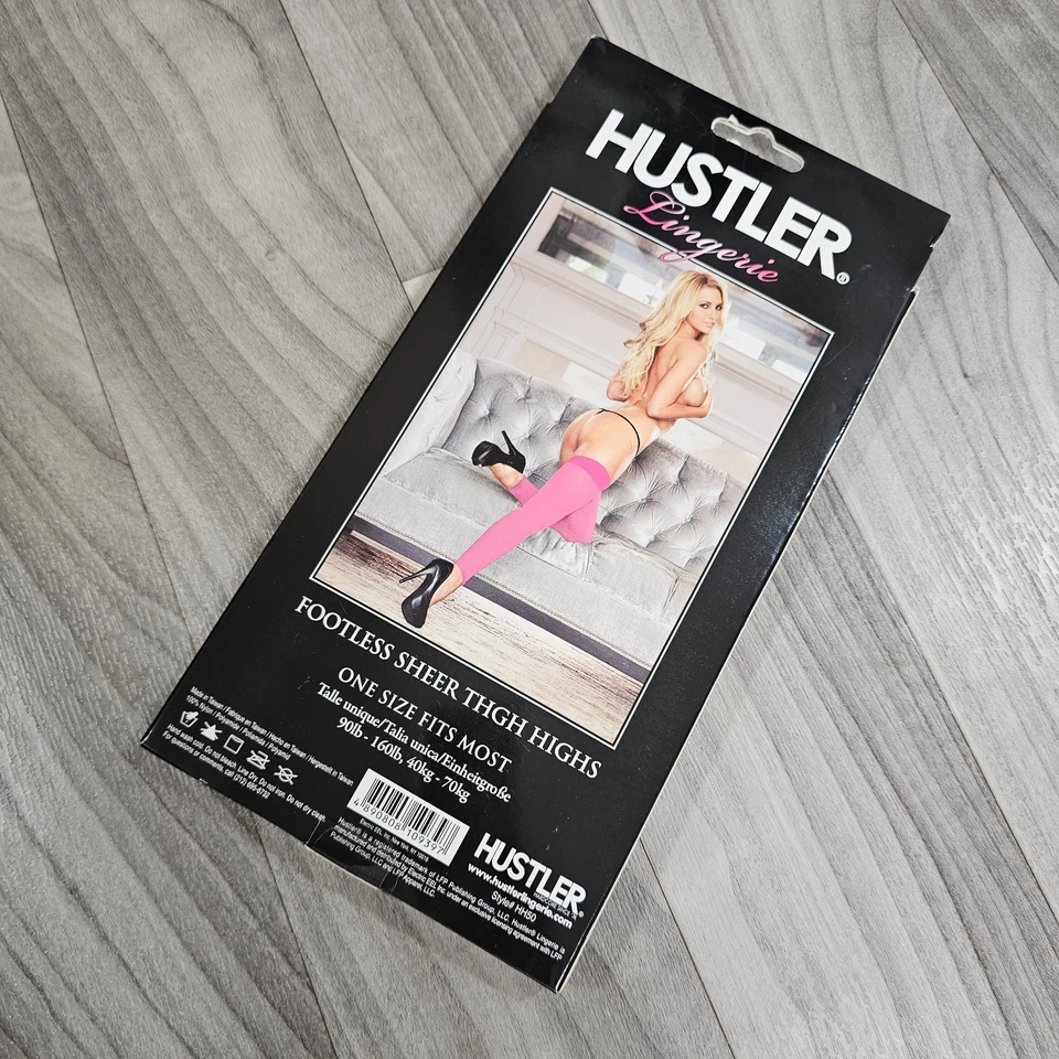 Hustler Lingerie Sexy Sheer Footless Thigh Highs Stockings Leg Warmers, Pink, OS - Image 2 of 4