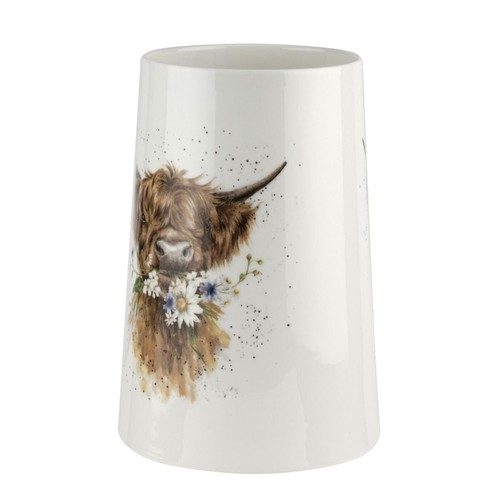 Wrendale Flowers Vase Daisy Coo Cow Porcelain from Royal Worcester Height 20cm - Picture 3 of 6