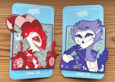 Helluva Boss Stolas & Blitz Enamel Pin Set Fan-Made KarinaDoesArt