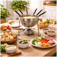 Fondue Set Edelstahl Keramik Mit Gabeln Und StöVchen Neuetischkultur