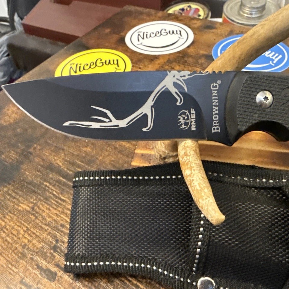 Juego de cuchillos Browning RMEF de 2 piezas con funda MODELO 0302R NOS Foto 2 de 4