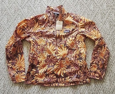 New Patagonia Houdini Stash Sz XS Sun Wave Apricot 1/2 Zip