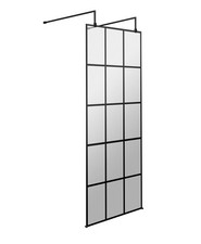 Image of Balterley Framed Wetroom Screen with Arms and Feet, Matt Black - Choose Size