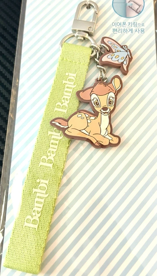 Disney Animales Bambi Ciervo Llavero Correa Llavero Verde Muñeca Cordón Corea Nuevo Foto 2 de 4