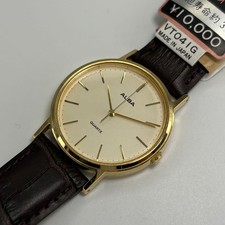SEIKO ALBA Quartz Watch Gold Tone Case Vintage Unused item Ready to Use