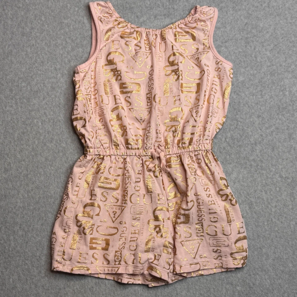 Mameluco rosa Guess Kids estampado de logotipo dorado sin mangas de una pieza talla 10 Foto 2 de 4
