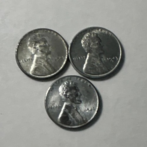 1943 1C Steel Lincoln Wheat Cent Circulated Business Strike Lot of 3 Coins lot 3