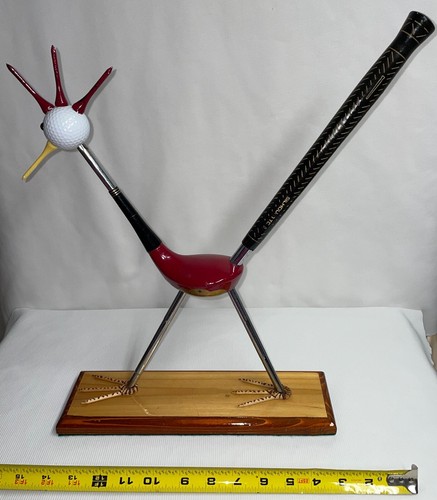 Golf Club & Ball Hand Crafted Road Runner Repurposed Statue 17 Inches High - Picture 17 of 18