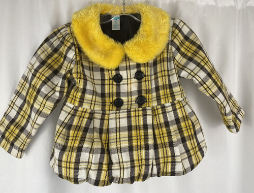 Kids Play Black/Yellow/White Plaid Toddler Jacket w/ Buttons & Balloon Hem, 24Mo - Picture 5 of 8