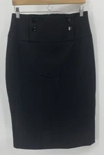 NWT A. Byer Junior's 13 Pencil Skirt Accent Buttons Black High Rise Stretch Y2K