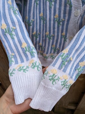 Eddie Bauer 1990 VTG Y2K Sweater Womens Med Blue Striped