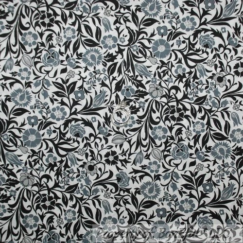 BonEful Fabric FQ Cotton Quilt Black White Gray Paisley Calico Leaf Flower Retro - Picture 11 of 11