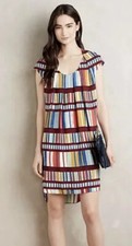 Anthropologie Maeve Burgundy Color Block Scoop Neck Cap Sleeve Dress Size 2 NWT