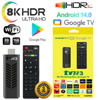 Android 14 Smart TV Stick Box 8K HDMI Quad Core HD 2.4G WIFI Media Stream Player