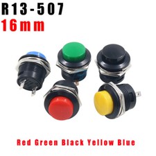 16mm Momentary Push Button Switch Round SPST 1 NO Red Green Black Yellow Blue