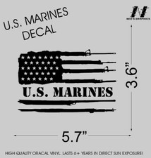 USMC United States Marine Corps with USA Flag Custom Military Decal Sticker Cool