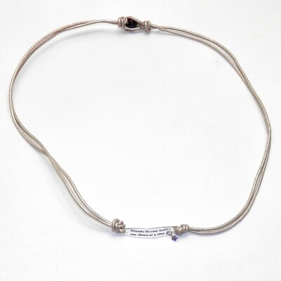 Sterling Silver 925 Leather Dreams Become Reality One Choice At A Time Necklace