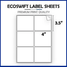 (6) 4 x 3 1/3 "EcoSwift" Laser/Ink Address Shipping Adhesive Labels 6 per sheet