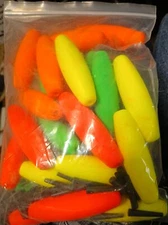 3” Bobber Cigar Peg Floats Fishing panfish foam slider w/ stop pegs LOT of  24