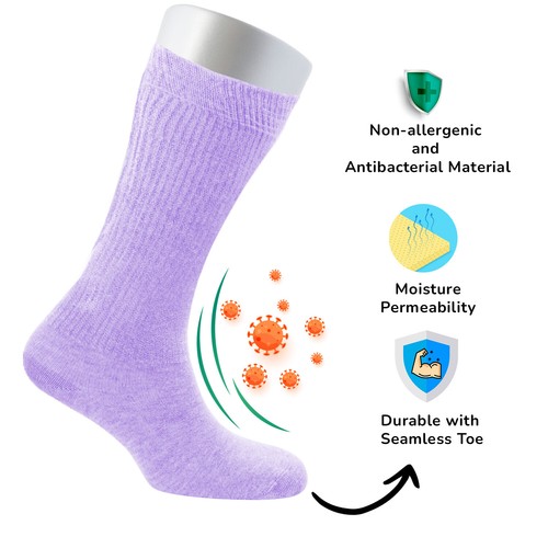Cosyfeel® Women Loose Diabetic Crew Socks 4-Pack Bamboo Durable Seamless Toe - Picture 68 of 96