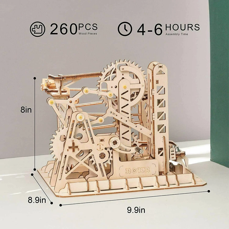 ROKR Lift Coaster DIY 3D Wooden Puzzle Model Craft Kits for Teen and Adult Gifts - Image 4 of 4