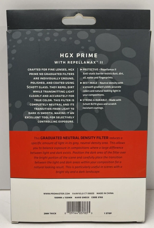 Promaster HGX Prime 100mm X 150mm HARD GND2X (0.3) Code 3783 1 Stop - Image 2 of 4