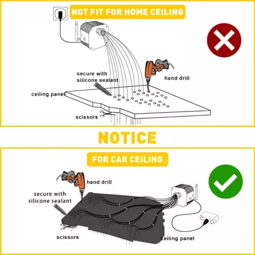 500pc Fiber Optic Car Home Headliner Star Light Kit Roof Ceiling Lights w/Remote - Picture 21 of 22