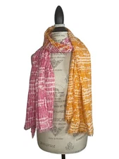 Echo Scarf Two Tone Long Textured Tichel 100% Cotton Head Wrap 183cmx61cm