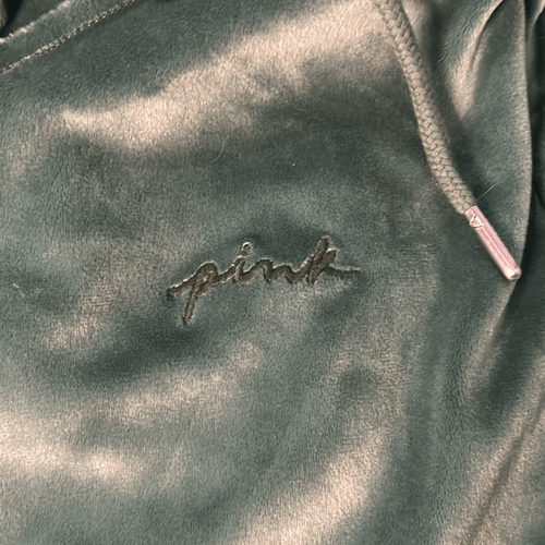 Victoria secret pink velour zip up jacket woman's large pink logo - Afbeelding 2 van 8