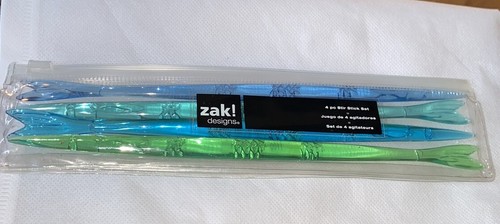 Zak! Designs 4 pc Swizzle Stir Sticks Fish Mermaid Tail Shaped Set