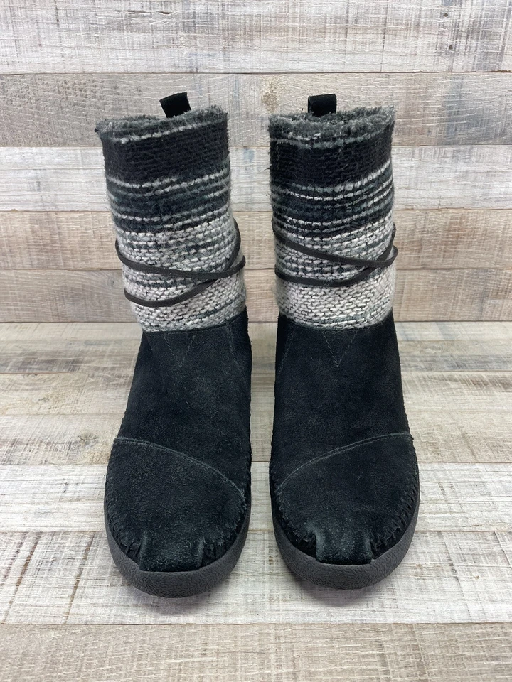 Sanuk Botines Mocasines Para Mujer Cuero Negro Poli Detalle Con Cordones Talla 6 Foto 2 de 4