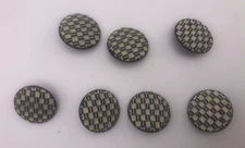 Vtg Black White Checkerboard Chess Board Shank 3D Button 22mm Lot of 7 B68