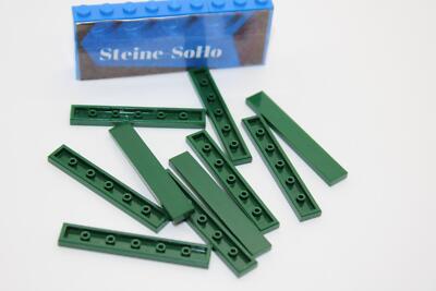 Lego (c) 10x 1x6 Fliese - 6636 - dunkelgrün - tile - black