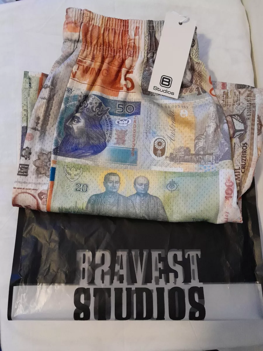 Bravest Studios Money Currency Shorts Brand New 100% Authentic Size M