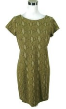 Ralph Lauren Dress Sz M Stretch Knit Brown Tan Animal Snake Print Sheath Medium 