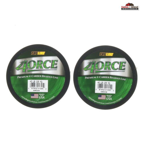 (2) Tuf-Line 4orce Braided Fishing Line 40lbs 125yds Green ~ New - Picture 1 of 8